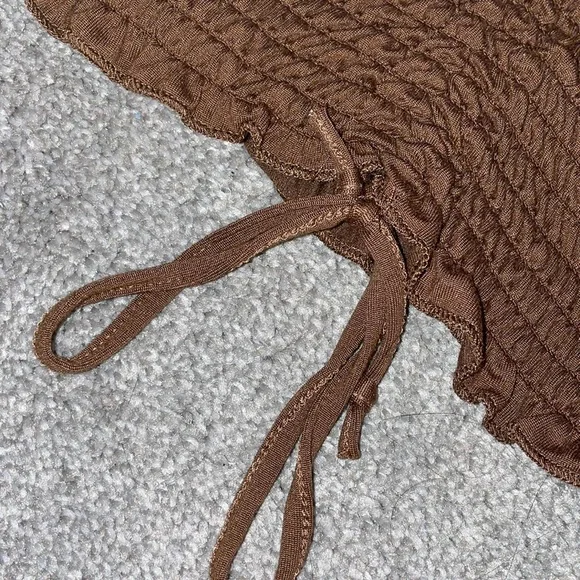 Ardene Ruched Ribbed Brown Tee - Picture 6 of 6